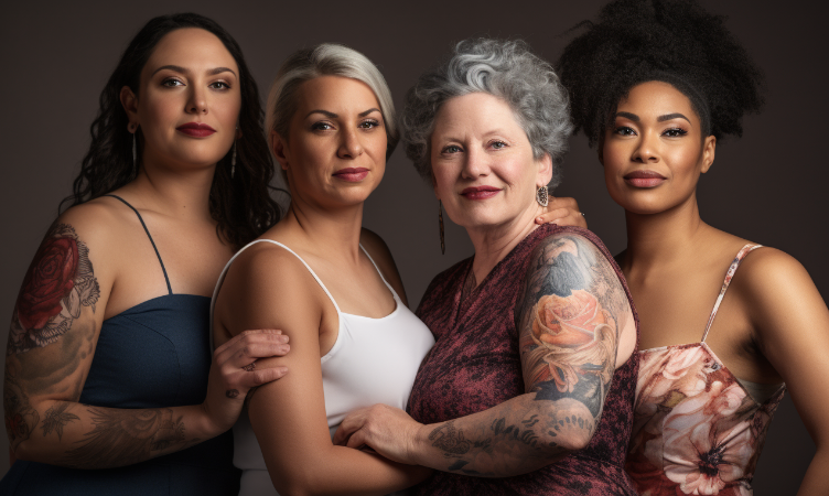 Imagem destaque do blog post do Sebrae RS sobre inclusão e diversidade na moda. Na imagem temos 4 mulheres diferentes entre si, que representam a diversidade.