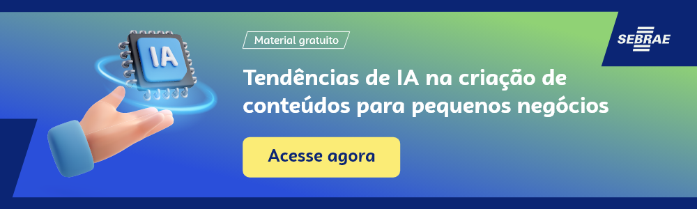 :Banner do Sebrae RS destaca tendências de IA para criação de conteúdos em pequenos negócios, com acesso gratuito e download.