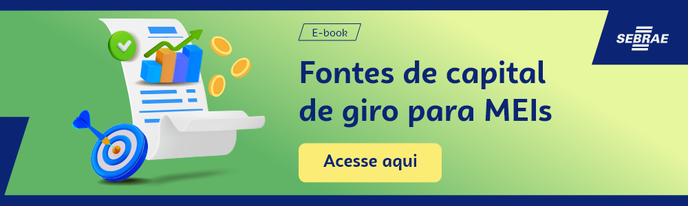Imagem blog do Sebrae RS com link para acessar o e-book Fontes de capital de giro para MEIs 
