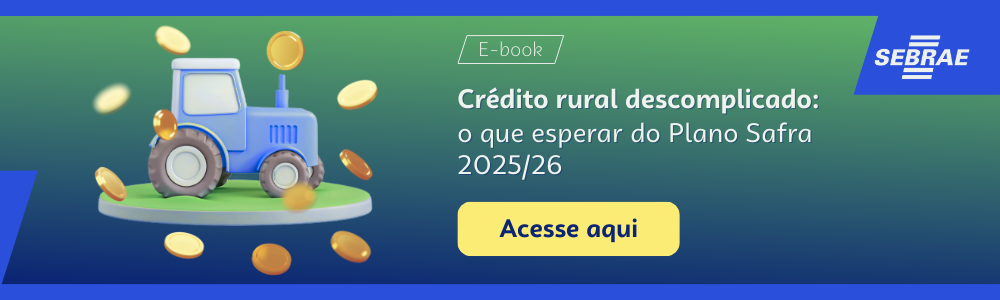Imagem blog do Sebrae RS com link para acessar o ebook Crédito rural descomplicado: o que esperar do Plano Safra 2025/26