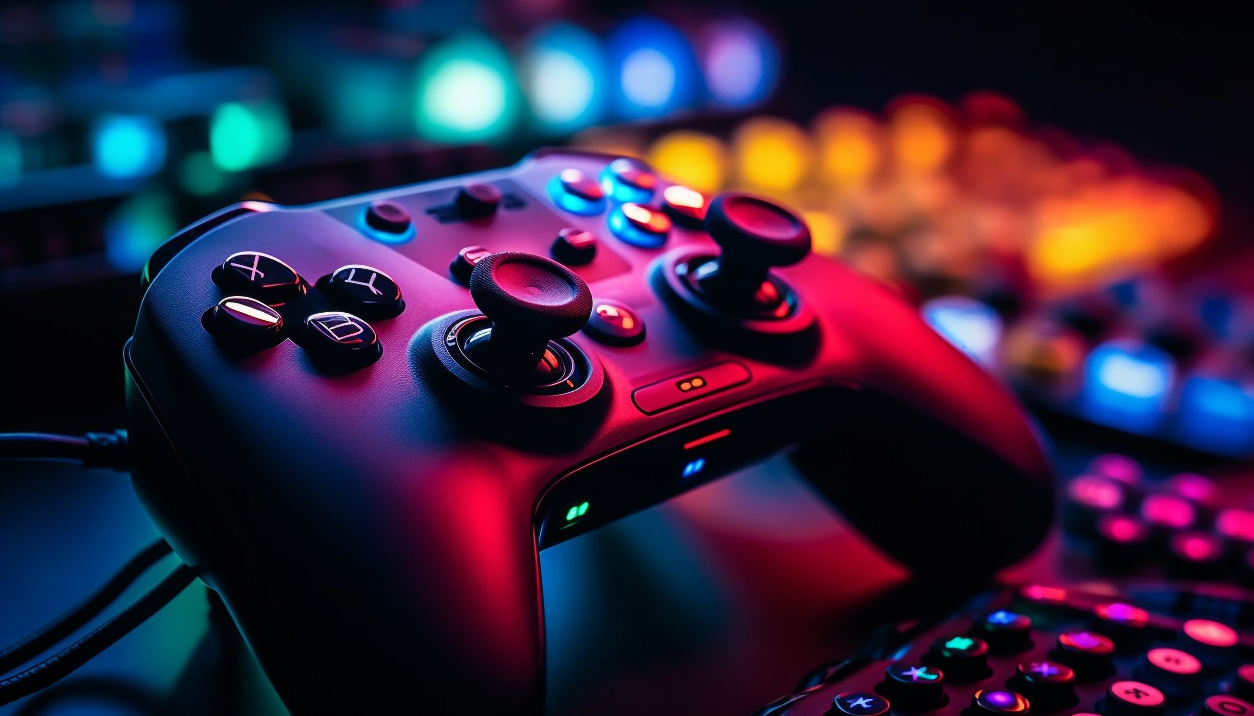games em alta - imagem de um controle de vídeo game gerado com IA.